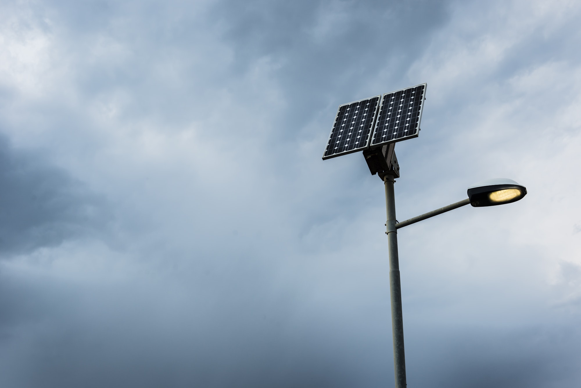 Solar panel on street lamp post